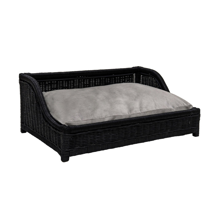 Poppy Black Rattan Small Pet Bed - Home And Beyond