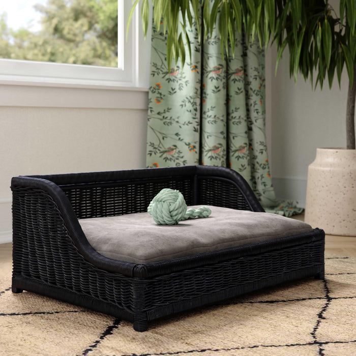 Poppy Black Rattan Small Pet Bed - Home And Beyond