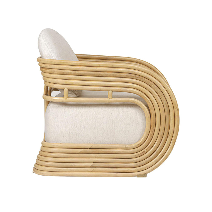 Lauretta Cream Fabric and Natural Rattan Accent Chair - Home And Beyond