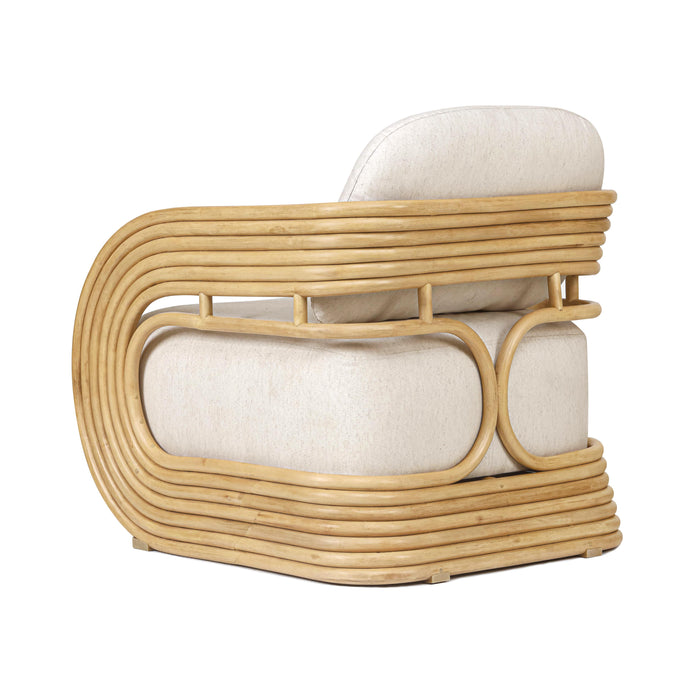 Lauretta Cream Fabric and Natural Rattan Accent Chair - Home And Beyond