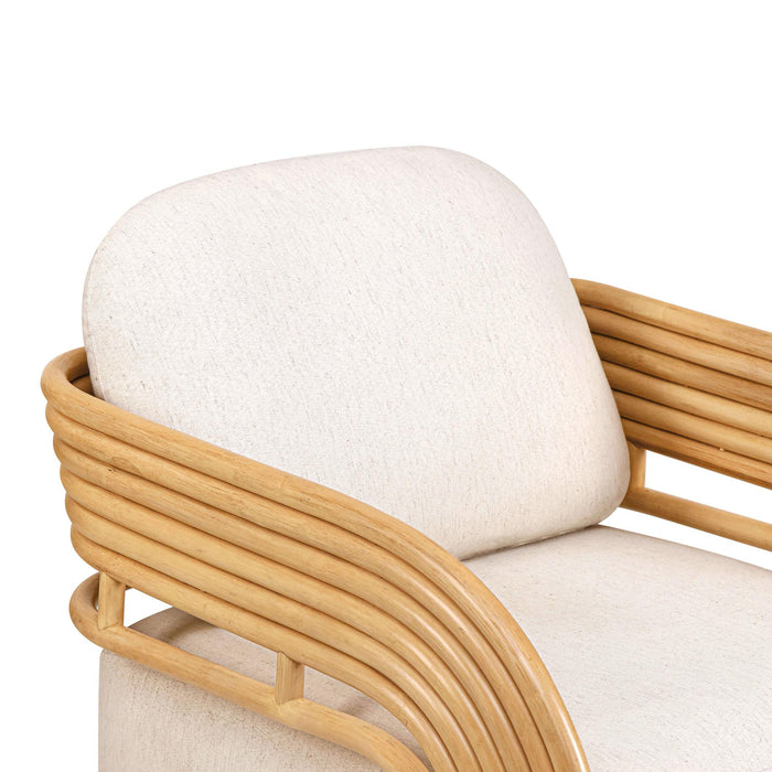 Lauretta Cream Fabric and Natural Rattan Accent Chair - Home And Beyond