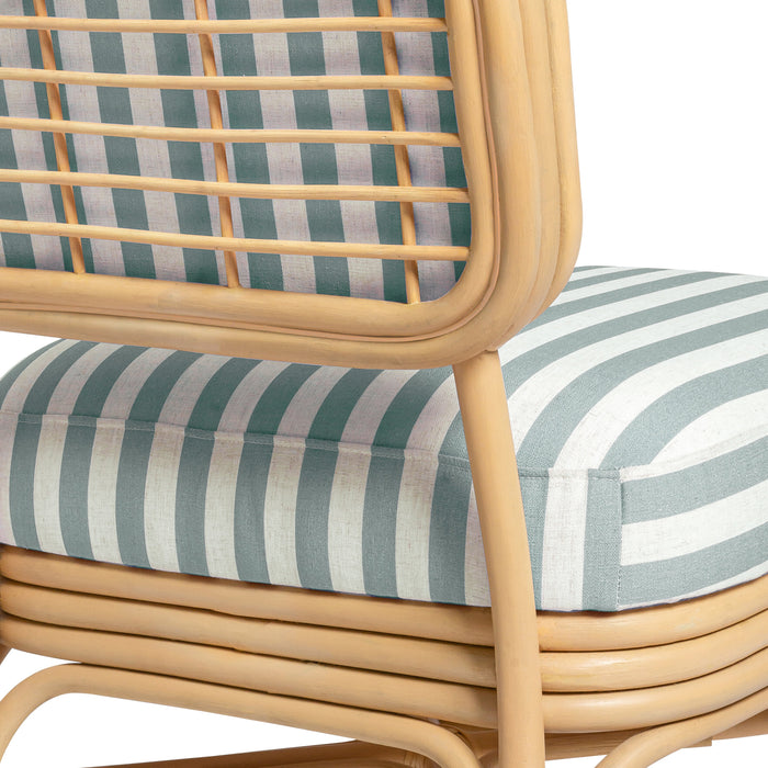 Dorine Striped Performance Linen &amp; Rattan Accent Chair - Home And Beyond