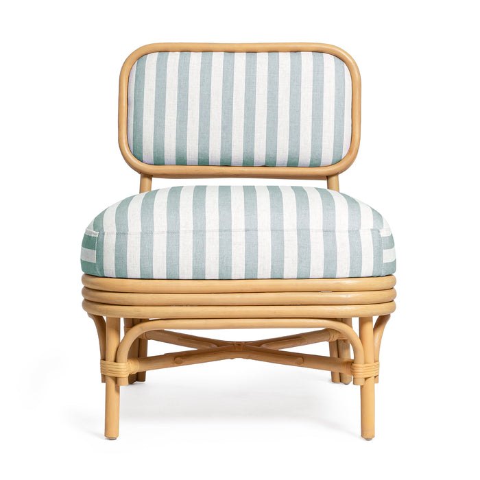 Dorine Striped Performance Linen &amp; Rattan Accent Chair - Home And Beyond