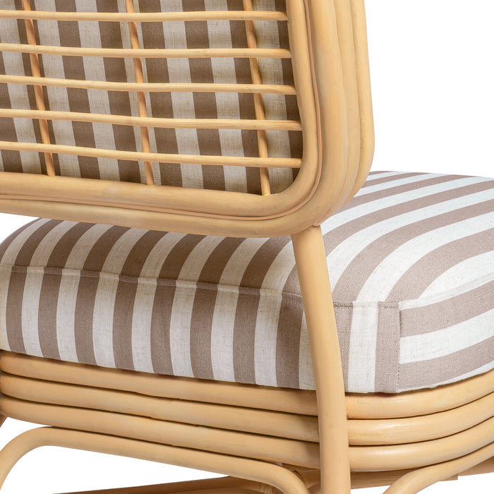 Dorine Striped Performance Linen &amp; Rattan Accent Chair - Home And Beyond
