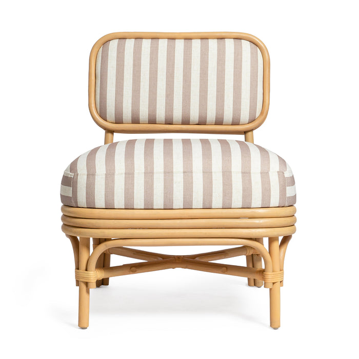 Dorine Striped Performance Linen &amp; Rattan Accent Chair - Home And Beyond
