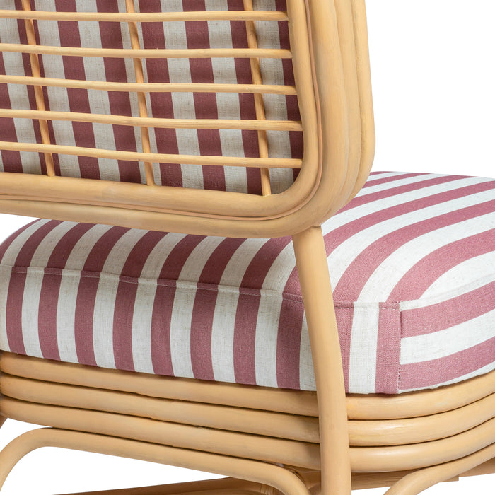 Dorine Striped Performance Linen &amp; Rattan Accent Chair - Home And Beyond
