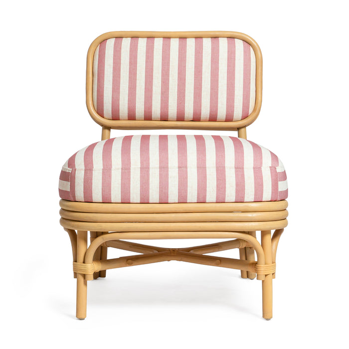 Dorine Striped Performance Linen &amp; Rattan Accent Chair - Home And Beyond