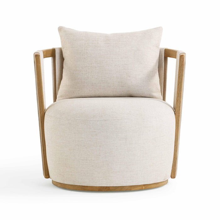Paolo Cream Textured Weave Swivel Chair - Home And Beyond