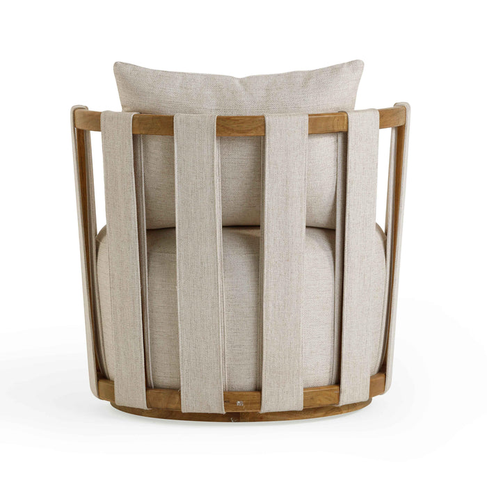 Paolo Cream Textured Weave Swivel Chair - Home And Beyond