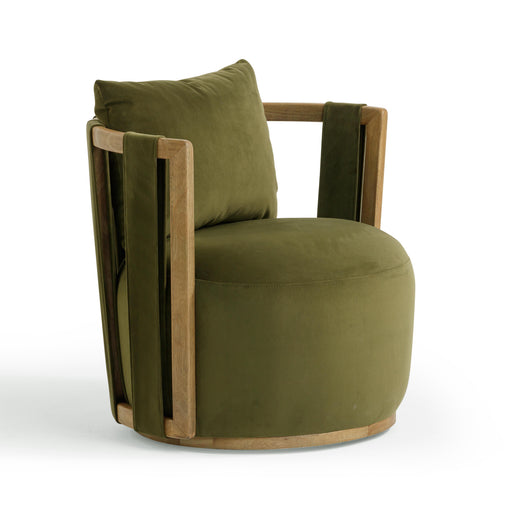 Paolo Green Upcycled Distressed Velvet Swivel Chair - Home And Beyond
