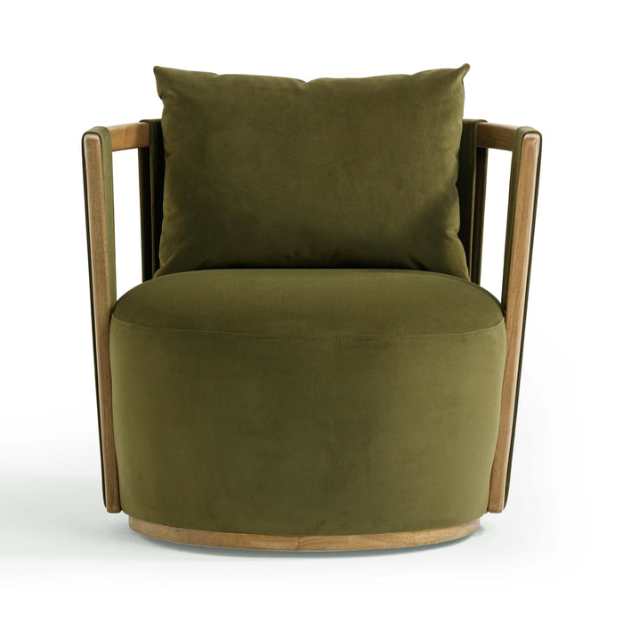Paolo Green Upcycled Distressed Velvet Swivel Chair - Home And Beyond