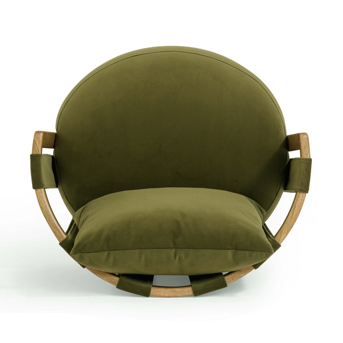 Paolo Green Upcycled Distressed Velvet Swivel Chair - Home And Beyond