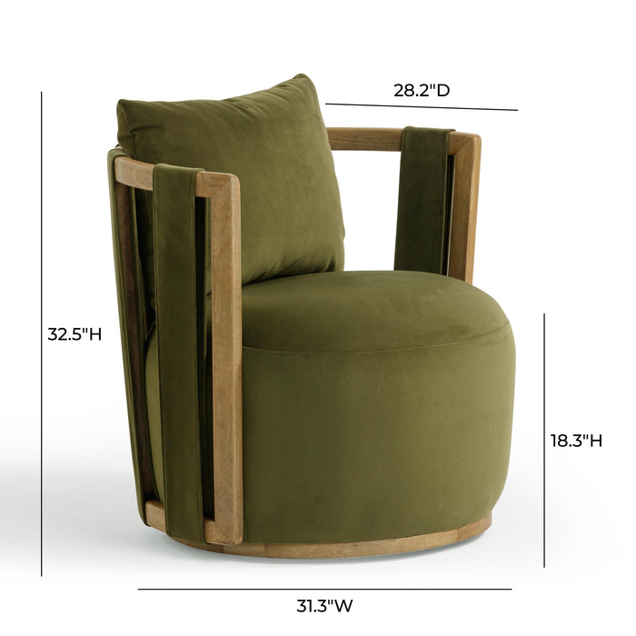 Paolo Green Upcycled Distressed Velvet Swivel Chair - Home And Beyond