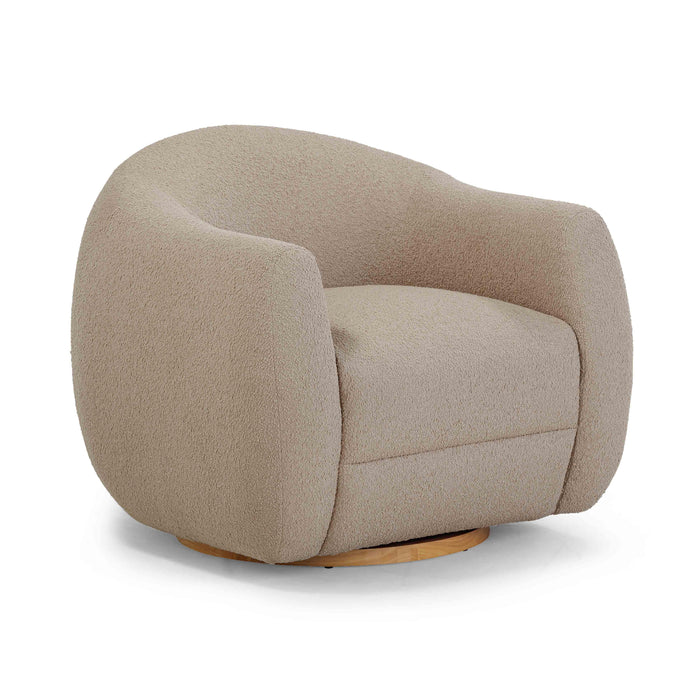Judy Light Brown Boucle Swivel Chair - Home And Beyond