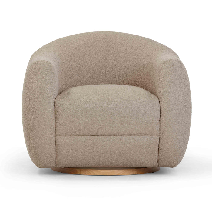 Judy Light Brown Boucle Swivel Chair - Home And Beyond