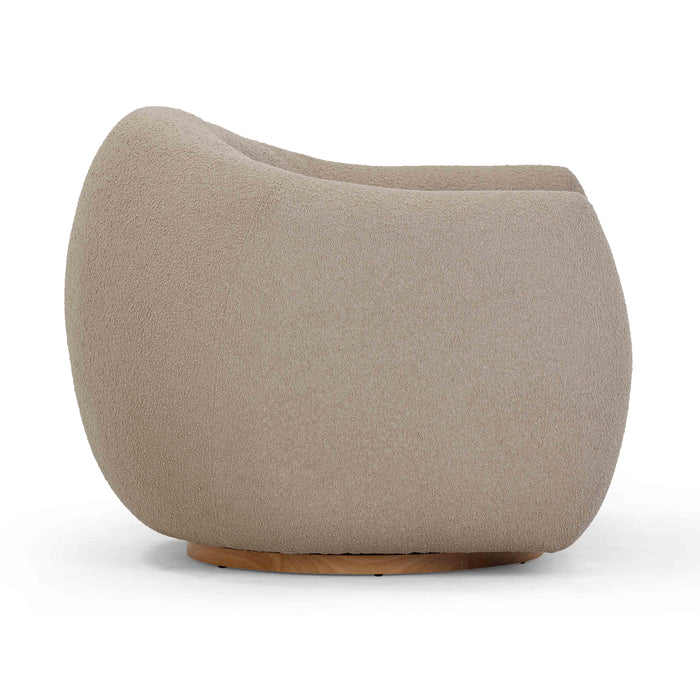 Judy Light Brown Boucle Swivel Chair - Home And Beyond