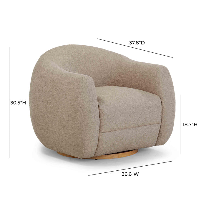 Judy Light Brown Boucle Swivel Chair - Home And Beyond