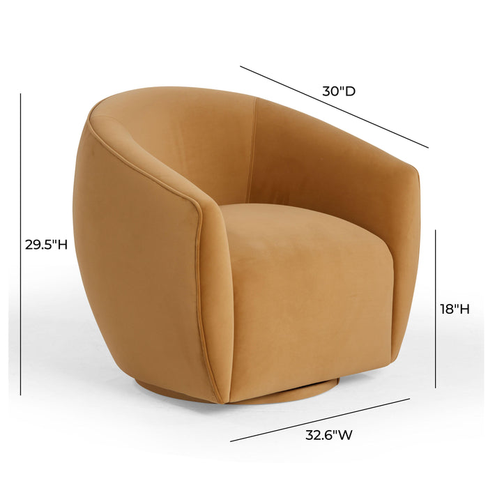 Jordan Tan Velvet Swivel Chair - Home And Beyond