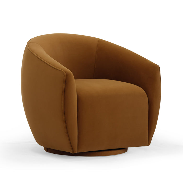 Jordan Cognac Velvet Swivel Chair - Home And Beyond