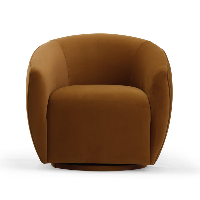 Jordan Cognac Velvet Swivel Chair - Home And Beyond