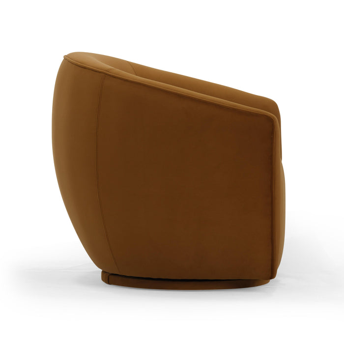 Jordan Cognac Velvet Swivel Chair - Home And Beyond