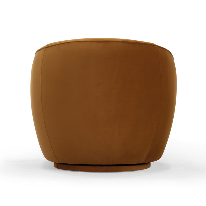 Jordan Cognac Velvet Swivel Chair - Home And Beyond