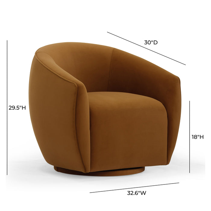 Jordan Cognac Velvet Swivel Chair - Home And Beyond