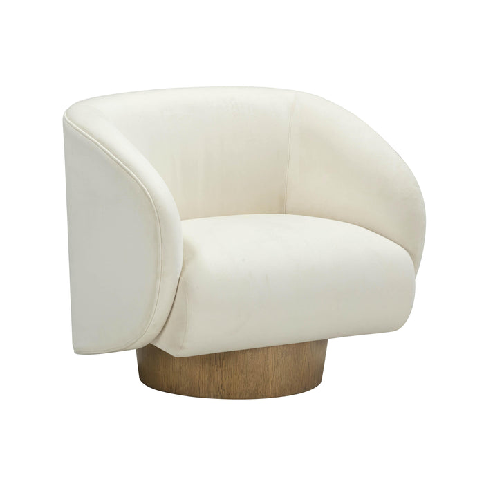 Presley Cream Velvet Swivel Accent Chair - Home And Beyond