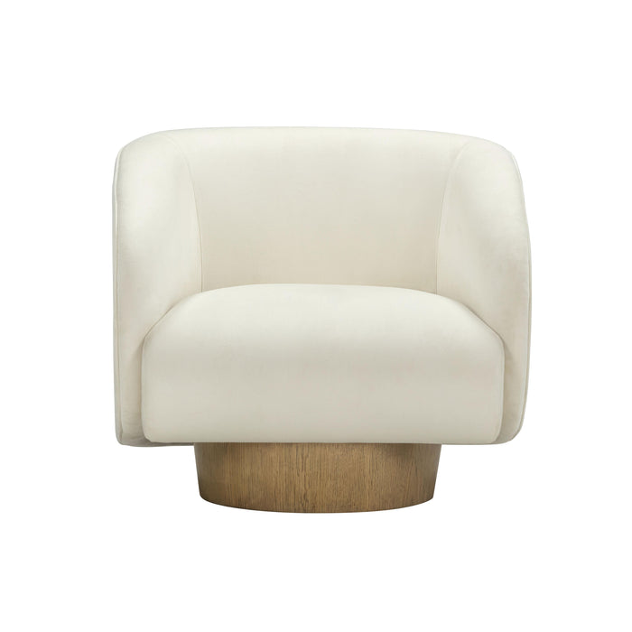 Presley Cream Velvet Swivel Accent Chair - Home And Beyond