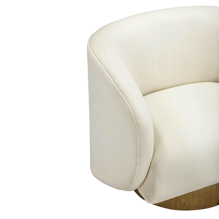 Presley Cream Velvet Swivel Accent Chair - Home And Beyond
