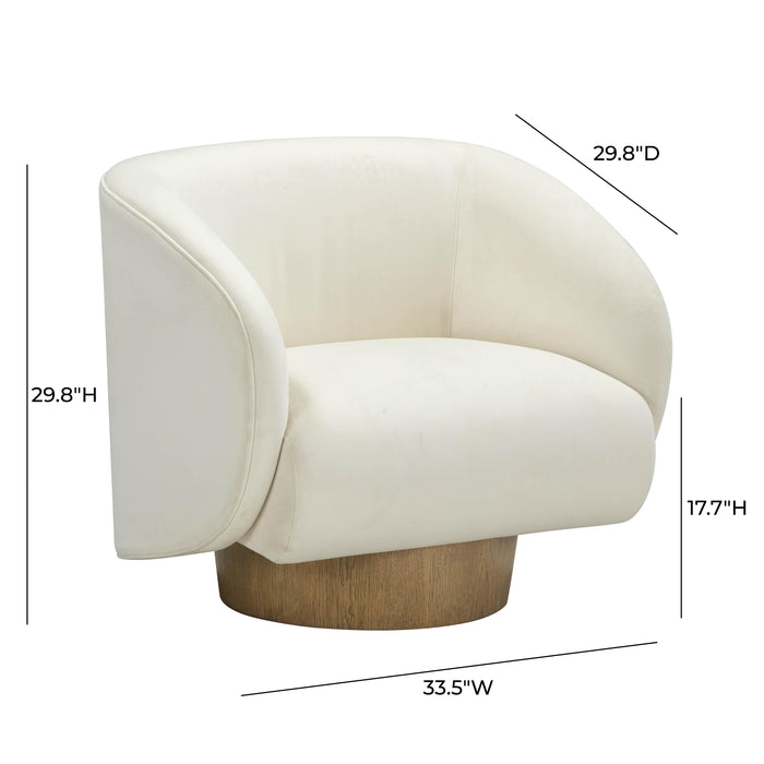 Presley Cream Velvet Swivel Accent Chair - Home And Beyond
