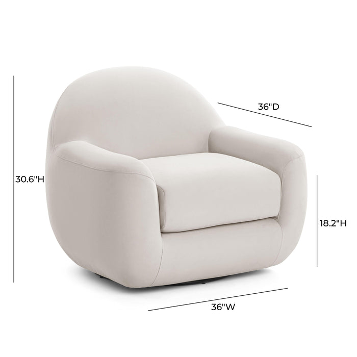 Tiago Cream Velvet Swivel Chair - Home And Beyond