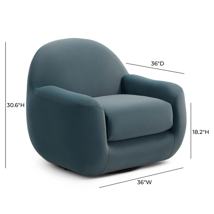 Tiago Dark Teal Velvet Swivel Chair - Home And Beyond