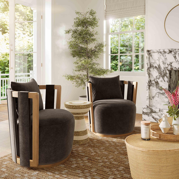 Paolo Upcycled Contract-Grade Fabric Swivel Accent Chair - Home And Beyond