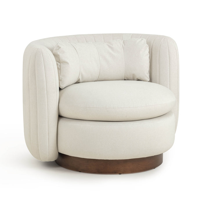 Nura Cream Performance Vegan Mohair Swivel Accent Chair - Home And Beyond