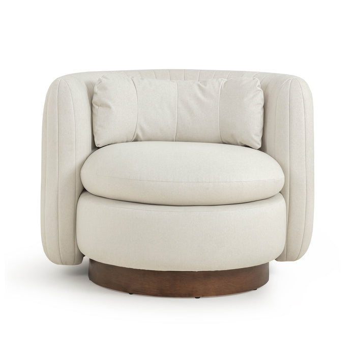 Nura Cream Performance Vegan Mohair Swivel Accent Chair - Home And Beyond