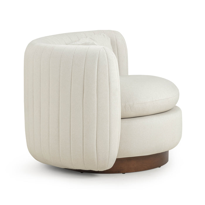 Nura Cream Performance Vegan Mohair Swivel Accent Chair - Home And Beyond