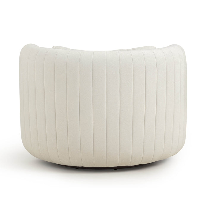 Nura Cream Performance Vegan Mohair Swivel Accent Chair - Home And Beyond