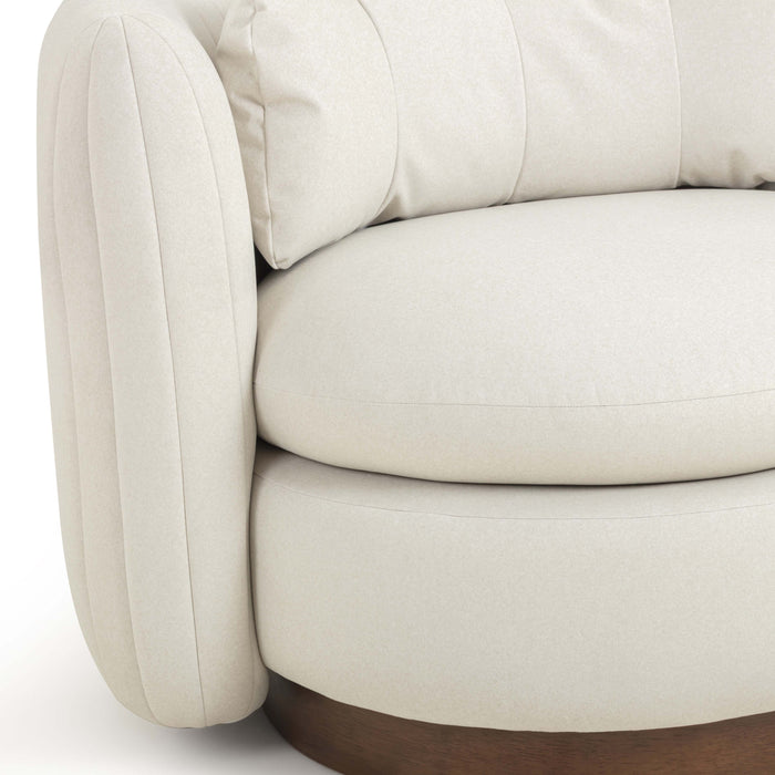 Nura Cream Performance Vegan Mohair Swivel Accent Chair - Home And Beyond