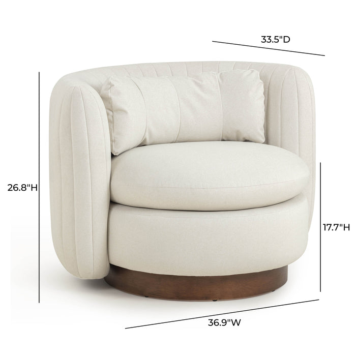 Nura Cream Performance Vegan Mohair Swivel Accent Chair - Home And Beyond