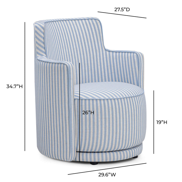 Passe Striped Linen Swivel Chair - Home And Beyond