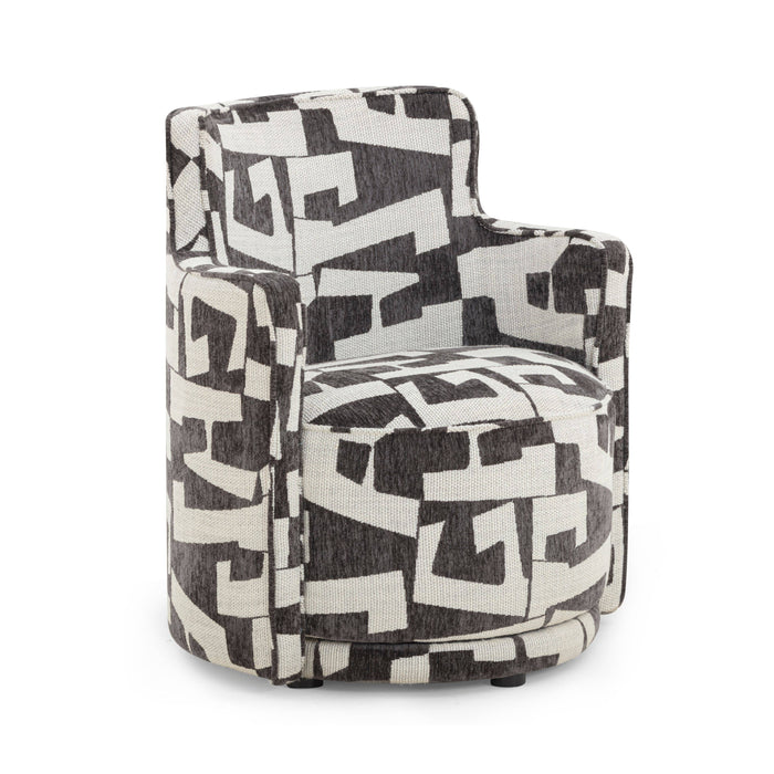 Passe Black Performance Jacquard Swivel Chair - Home And Beyond