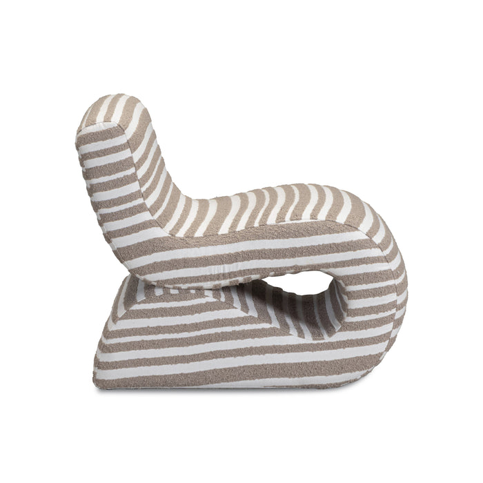 Senna Taupe Organic Stripes Contract-Grade Jacquard Fabric Accent Chair - Home And Beyond