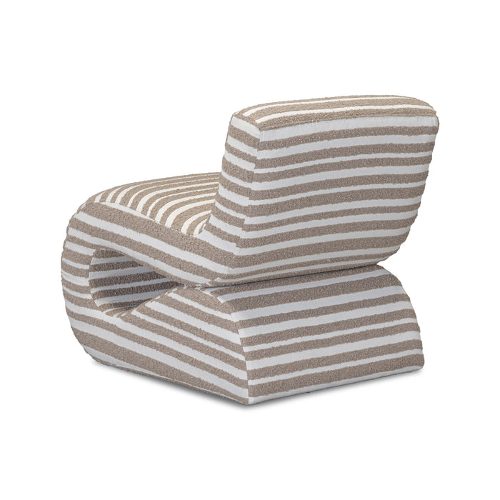Senna Taupe Organic Stripes Contract-Grade Jacquard Fabric Accent Chair - Home And Beyond