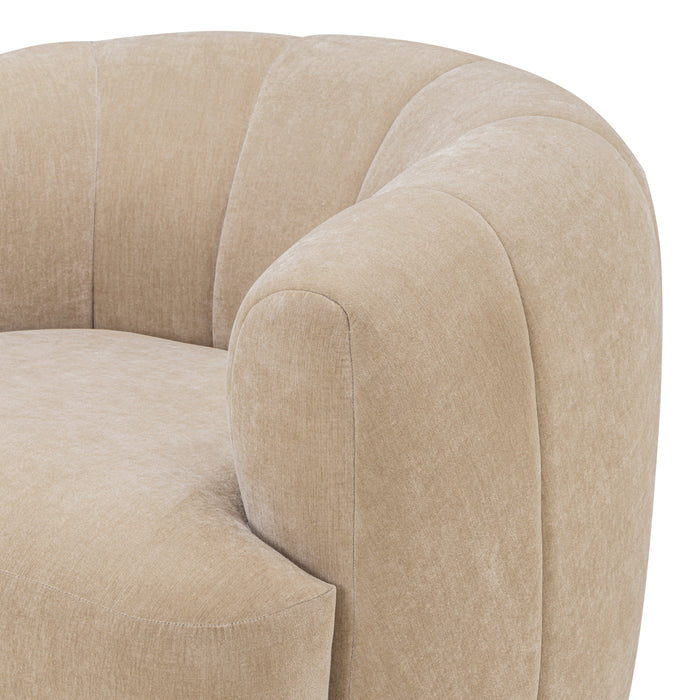 Jasmine Upcycled Contract-Grade Basketweave Fabric Swivel Accent Chair - Home And Beyond