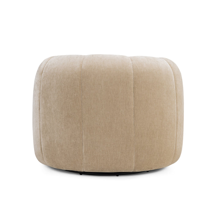 Jasmine Upcycled Contract-Grade Basketweave Fabric Swivel Accent Chair - Home And Beyond