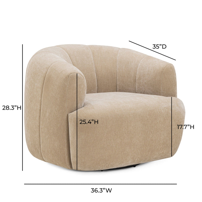 Jasmine Upcycled Contract-Grade Basketweave Fabric Swivel Accent Chair - Home And Beyond