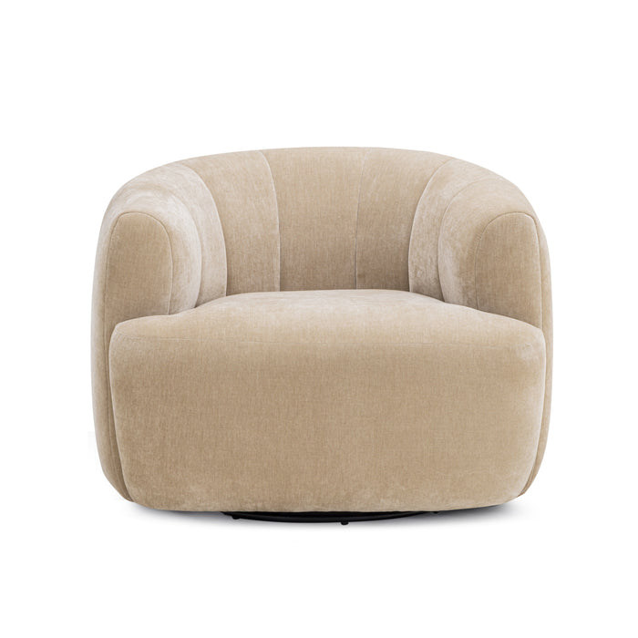 Jasmine Upcycled Contract-Grade Basketweave Fabric Swivel Accent Chair - Home And Beyond