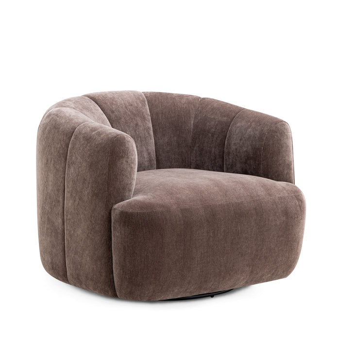 Jasmine Upcycled Contract-Grade Basketweave Fabric Swivel Accent Chair - Home And Beyond