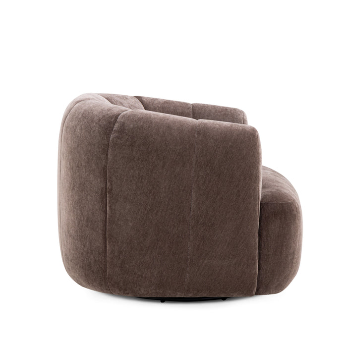 Jasmine Upcycled Contract-Grade Basketweave Fabric Swivel Accent Chair - Home And Beyond